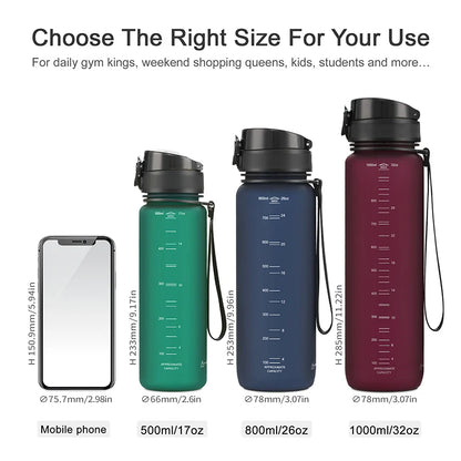 Sweatmode ™ Leakproof Sports Water Bottle – 500/800/1000ml, BPA-Free, Perfect for Gym & Outdoors